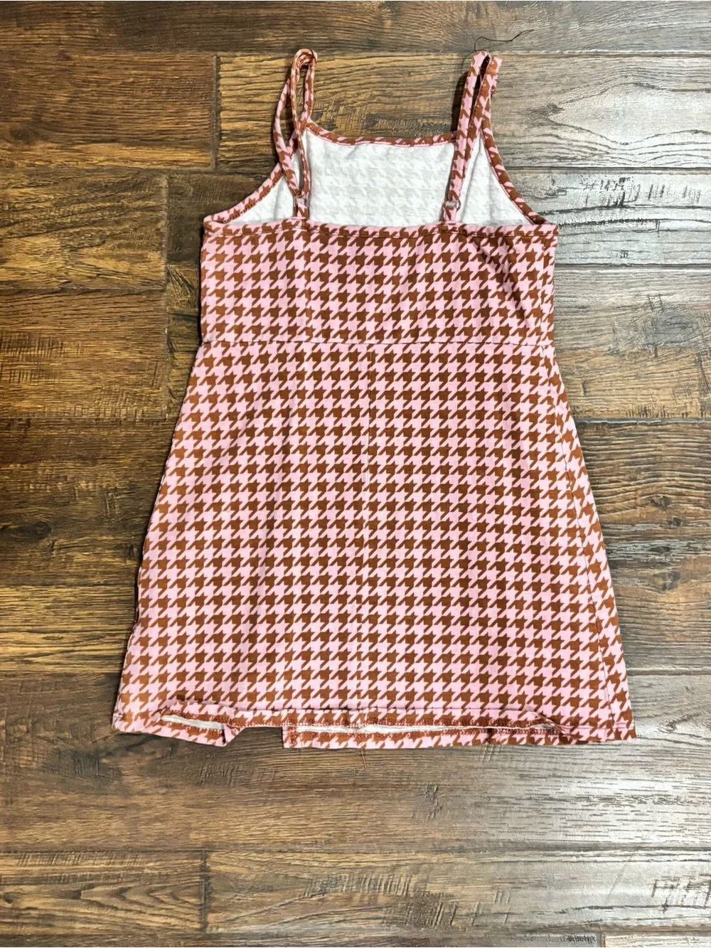 Cat & Jack Pink and Brown Houndstooth Spaghetti Strap Dress